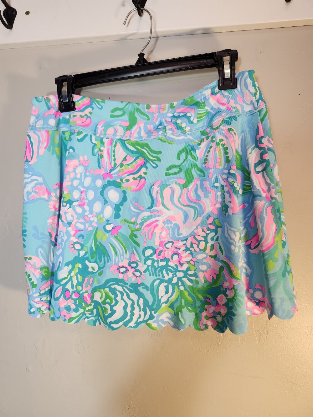 Lilly Pulitzer Aqua Floral Athletic Skort/swim Shorts with Pink & Green Accents - Picture 4 of 6